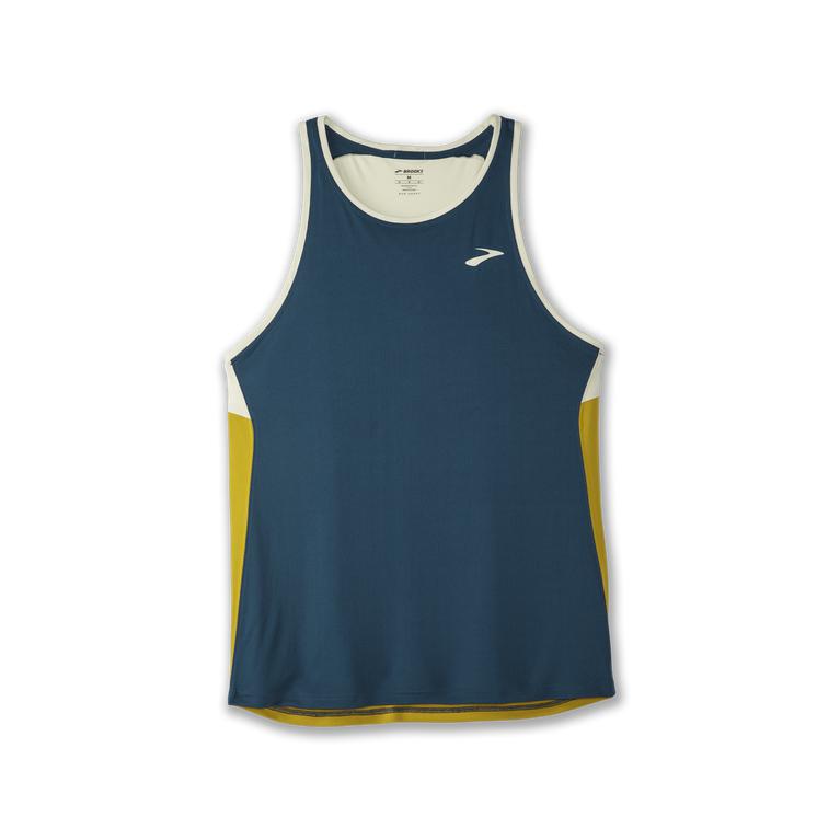 Brooks Men's Atmosphere Running Tank Top - Indigo Rush/Honeydew (JHCL07365)